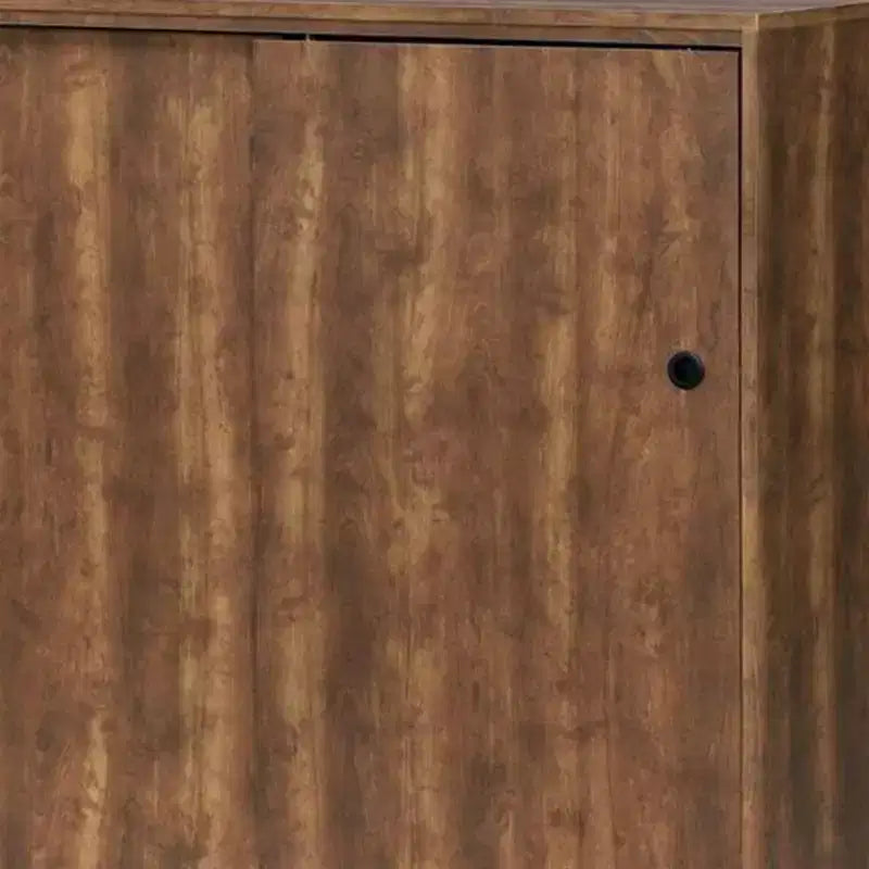 Meuble à chaussures en bois avec 2 portes coulissantes et pieds évasés, Chêne Marron
