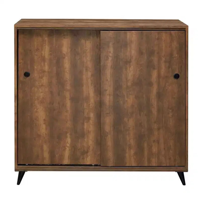 Meuble à chaussures en bois avec 2 portes coulissantes et pieds évasés, Chêne Marron