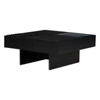 Table basse carrée extensible avec tiroirs, table basse centrale unique en verre trempé avec espace de rangement pour salon