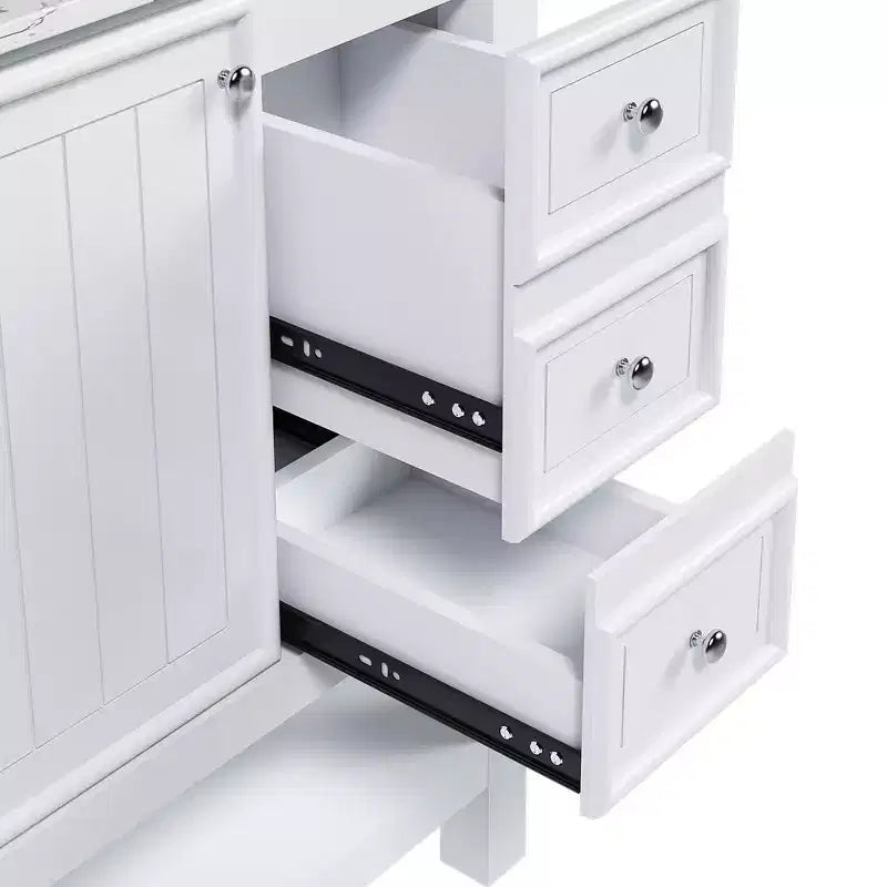 Meuble-lavabo de salle de bain de 36 pouces sans évier, 1 armoire et 3 tiroirs, cadre en bois massif, blanc