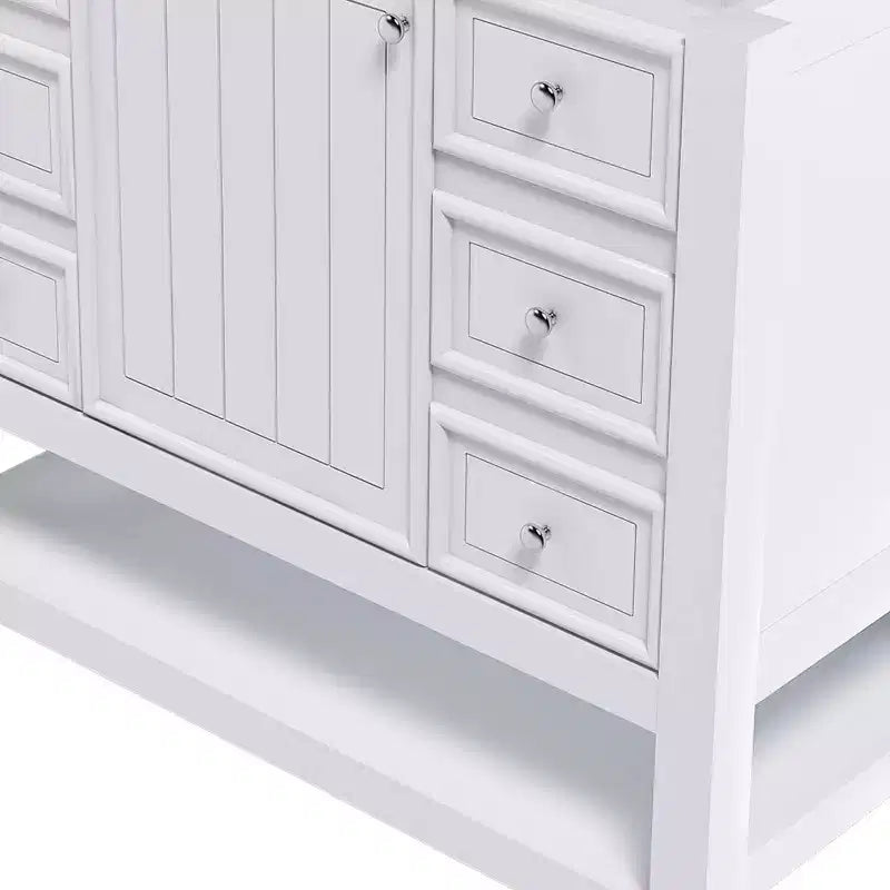 Meuble-lavabo de salle de bain de 36 pouces sans évier, 1 armoire et 3 tiroirs, cadre en bois massif, blanc