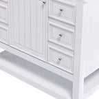 Meuble-lavabo de salle de bain de 36 pouces sans évier, 1 armoire et 3 tiroirs, cadre en bois massif, blanc