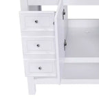 Meuble-lavabo de salle de bain de 36 pouces sans évier, 1 armoire et 3 tiroirs, cadre en bois massif, blanc