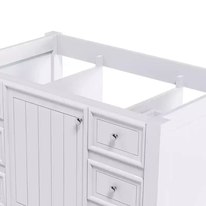 Meuble-lavabo de salle de bain de 36 pouces sans évier, 1 armoire et 3 tiroirs, cadre en bois massif, blanc