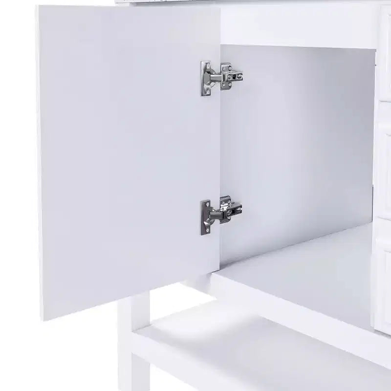 Meuble-lavabo de salle de bain de 36 pouces sans évier, 1 armoire et 3 tiroirs, cadre en bois massif, blanc