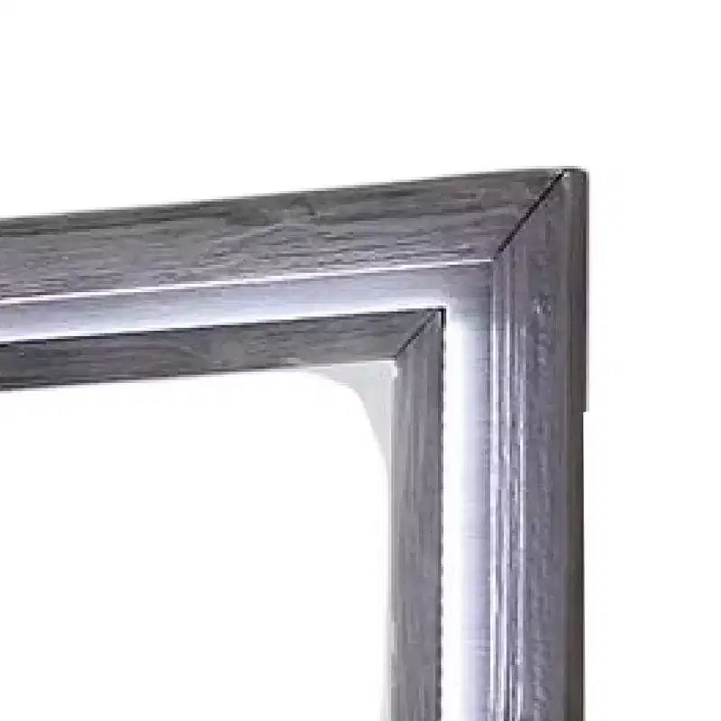 Miroir de commode de 46 pouces avec lumières LED blanches, cadre en bois massif gris