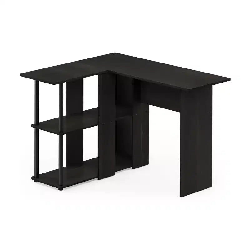 Bureau d'angle en L avec étagères de rangement ouvertes pour bureau à domicile