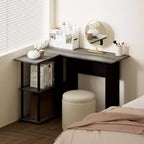 Bureau d'angle en L avec étagères de rangement ouvertes pour bureau à domicile