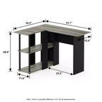 Bureau d'angle en L avec étagères de rangement ouvertes pour bureau à domicile