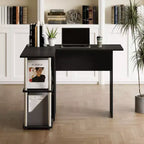 Bureau d'angle en L avec étagères de rangement ouvertes pour bureau à domicile