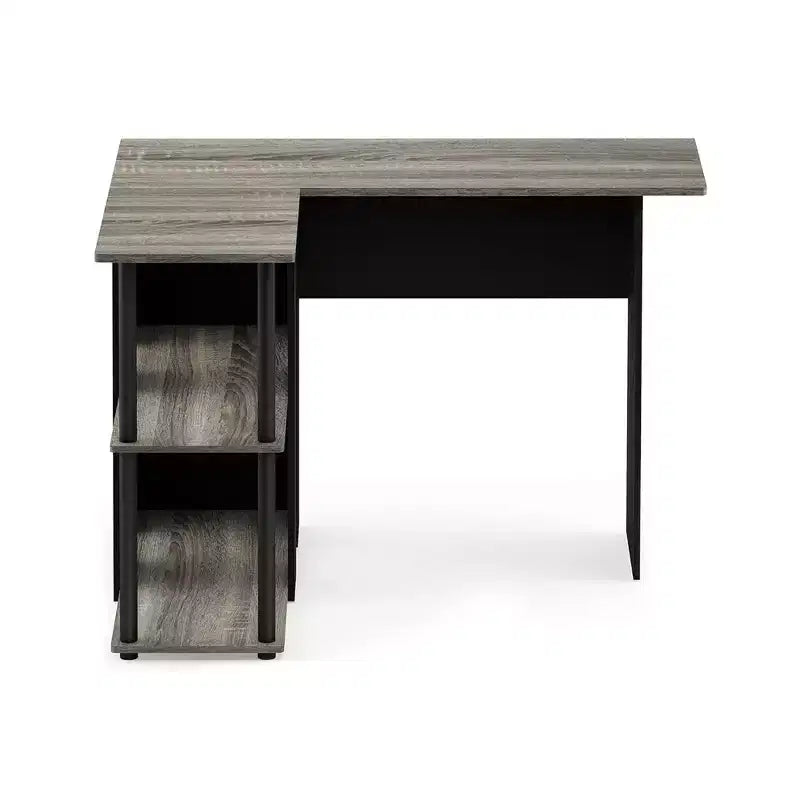 Bureau d'angle en L avec étagères de rangement ouvertes pour bureau à domicile