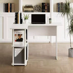 Bureau d'angle en L avec étagères de rangement ouvertes pour bureau à domicile
