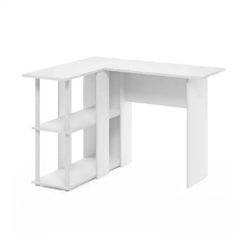 Bureau d'angle en L avec étagères de rangement ouvertes pour bureau à domicile