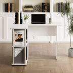 Bureau d'angle en L avec étagères de rangement ouvertes pour bureau à domicile