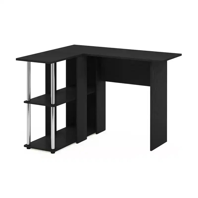 Bureau d'angle en L avec étagères de rangement ouvertes pour bureau à domicile