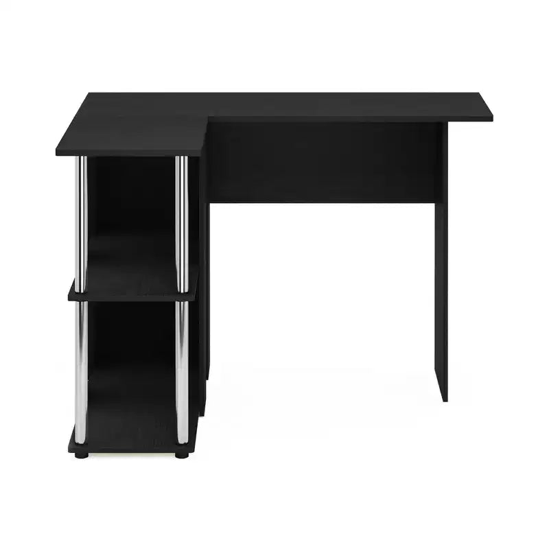 Bureau d'angle en L avec étagères de rangement ouvertes pour bureau à domicile