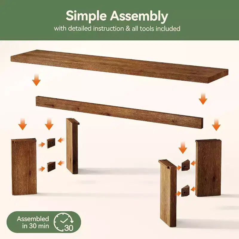 Banc de couloir de ferme en bois massif de 160 cm pour entrée et salle à manger