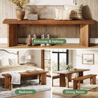 Banc de couloir de ferme en bois massif de 160 cm pour entrée et salle à manger
