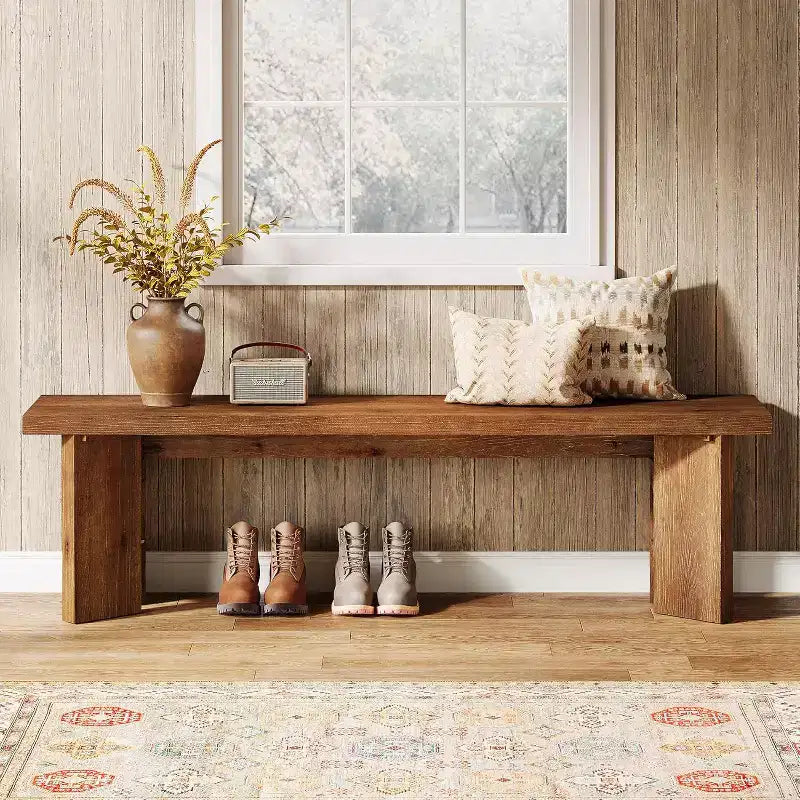 Banc de couloir de ferme en bois massif de 160 cm pour entrée et salle à manger