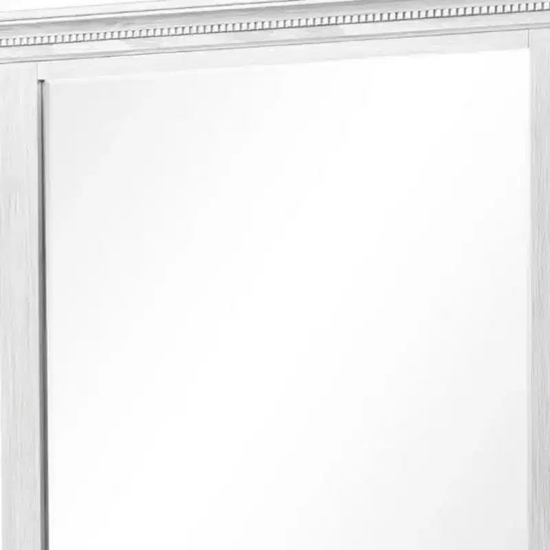 Miroir de commode biseauté de 40 pouces, cadre en bois massif gris patiné