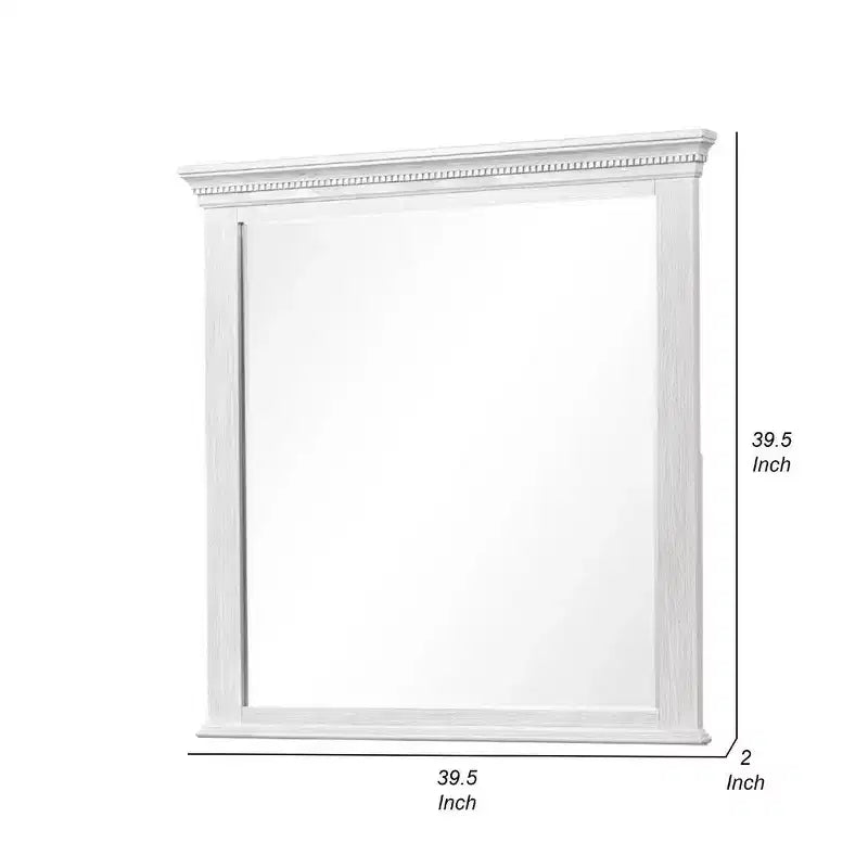 Miroir de commode biseauté de 40 pouces, cadre en bois massif gris patiné