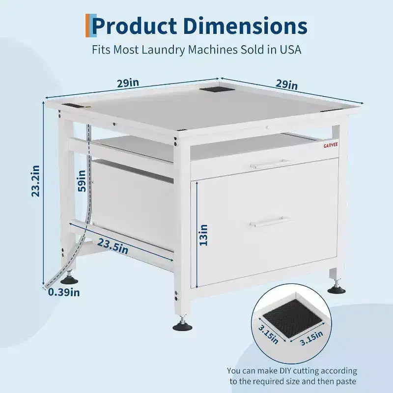 Piédestal de laveuse-sécheuse de 29 pouces avec étagère coulissante et base anti-vibration, 850 lb