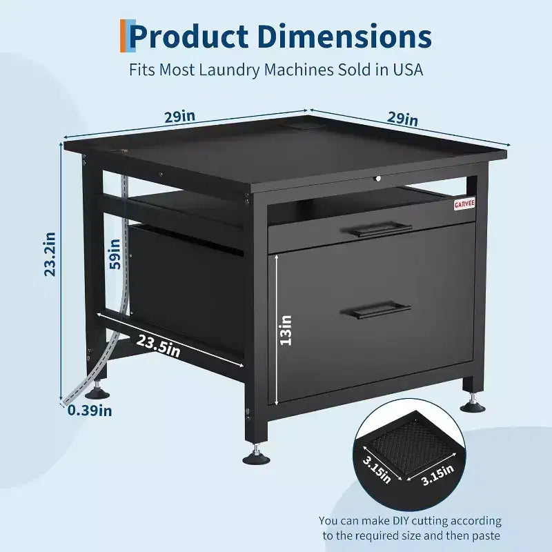 Piédestal de laveuse-sécheuse de 29 pouces avec étagère coulissante et base anti-vibration, 850 lb
