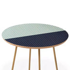 Table d'appoint ronde à motifs géométriques, cadre en acier et plateau en bois composite, vert/doré