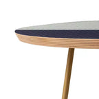 Table d'appoint ronde à motifs géométriques, cadre en acier et plateau en bois composite, vert/doré