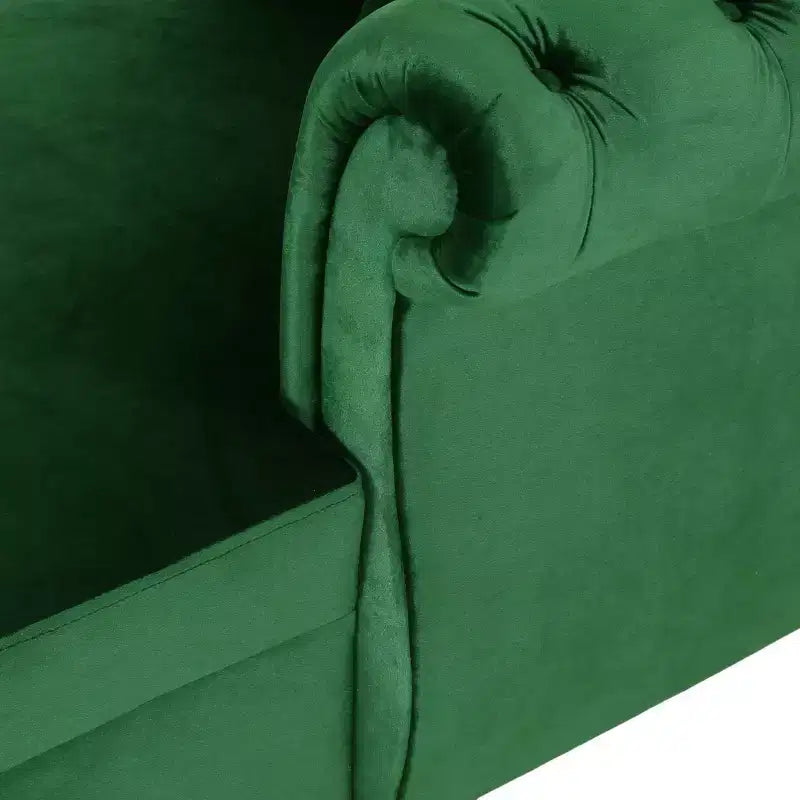 Méridienne double en velours capitonné style glamour moderne avec coussins décoratifs