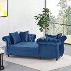 Méridienne double en velours capitonné style glamour moderne avec coussins décoratifs