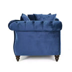Méridienne double en velours capitonné style glamour moderne avec coussins décoratifs