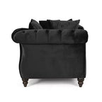 Méridienne double en velours capitonné style glamour moderne avec coussins décoratifs