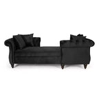 Méridienne double en velours capitonné style glamour moderne avec coussins décoratifs