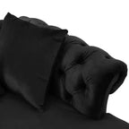 Méridienne double en velours capitonné style glamour moderne avec coussins décoratifs