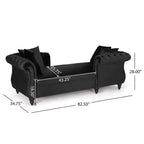 Méridienne double en velours capitonné style glamour moderne avec coussins décoratifs