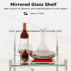 Desserte de bar à roulettes à 3 niveaux avec étagères en miroir pour cuisine