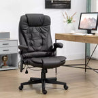 Fauteuil de bureau de direction massant à dossier haut, 6 points de vibration, similicuir, inclinable chauffant