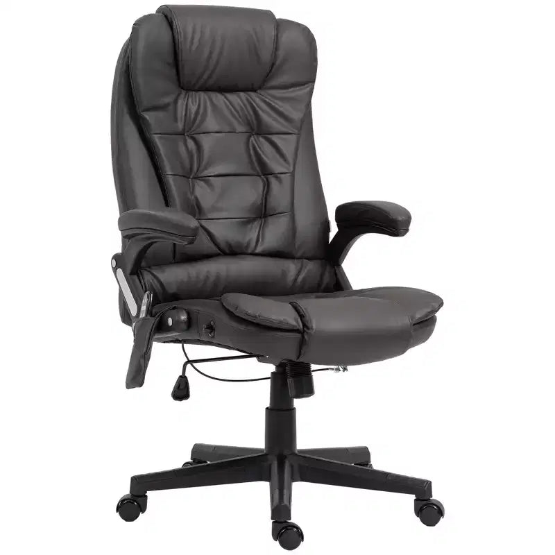 Fauteuil de bureau de direction massant à dossier haut, 6 points de vibration, similicuir, inclinable chauffant