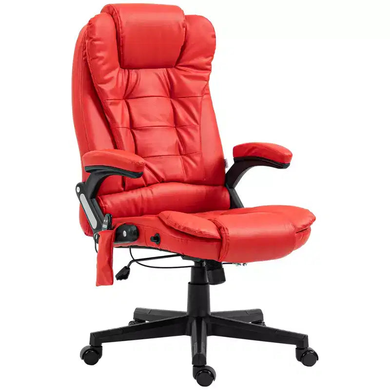 Fauteuil de bureau de direction massant à dossier haut, 6 points de vibration, similicuir, inclinable chauffant