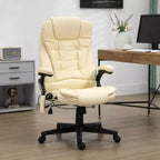 Fauteuil de bureau de direction massant à dossier haut, 6 points de vibration, similicuir, inclinable chauffant