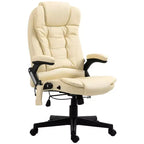 Fauteuil de bureau de direction massant à dossier haut, 6 points de vibration, similicuir, inclinable chauffant