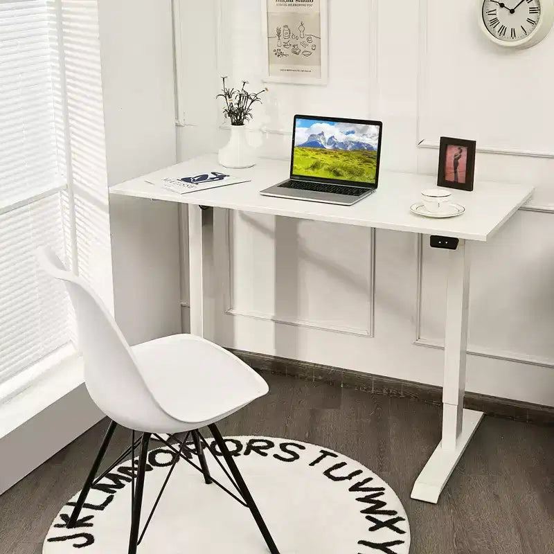 Piétement de bureau réglable électrique assis-debout avec contrôleur à boutons, noir/blanc