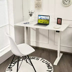 Piétement de bureau réglable électrique assis-debout avec contrôleur à boutons, noir/blanc