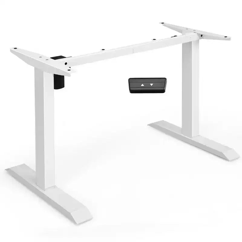 Piétement de bureau réglable électrique assis-debout avec contrôleur à boutons, noir/blanc