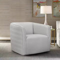 Melanie Genuine Leather Swivel Barrel Chair - Armen Living